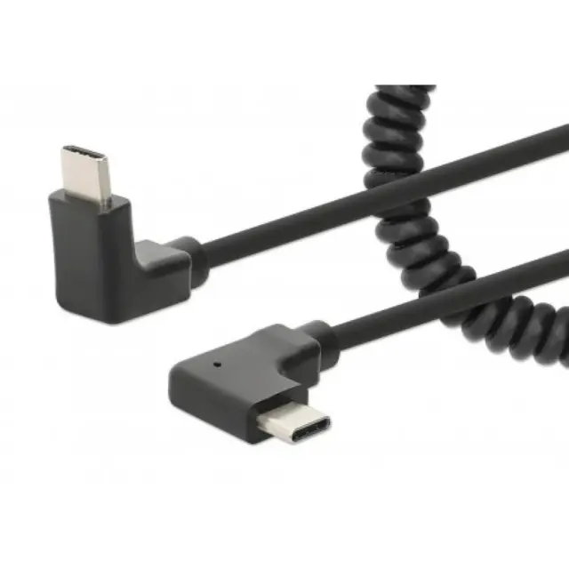 MANHATTAN Spiralkabel USB-C auf USB-C Ladekabel Stecker/Stecker 1m verknotungsfr