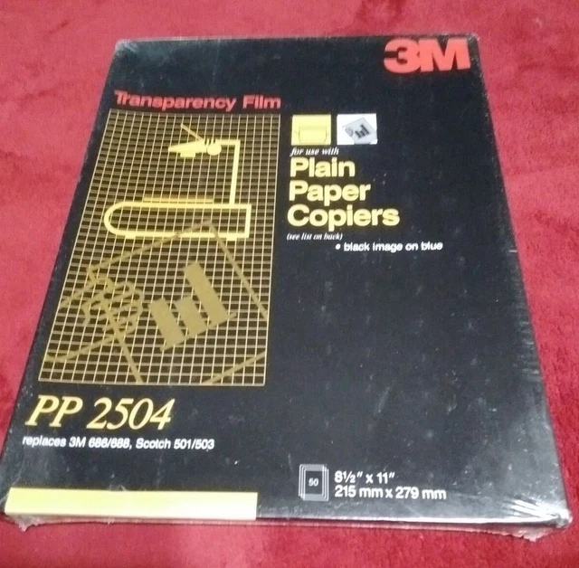 3M Transparency PP 2504 Film Plain Paper Copiers 50 = 8 1/2" X 11" Factory Seale