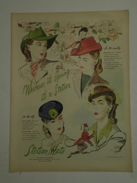 Magazine Ad* - 1945 - Stetson Hats - World War II
