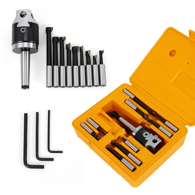 Denash Bohrkopf-Set MT2-M10 – 9 Bohrstangen 12 Mm, Fräszubehör Für Bohr- Und CNC-Maschinen, Bohrbereich 10–125 Mm Denash Bohrkopf-Set MT2-M10 – 9 Bohrstangen 12 Mm, Fräszubehör Für Bohr- Und CNC-Maschinen, Bohrbereich 10–125 Mm