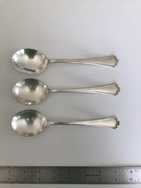 Set of 3 R.C. Co Silverplate Serving Soup Spoon Silverware Flatware  Manchester