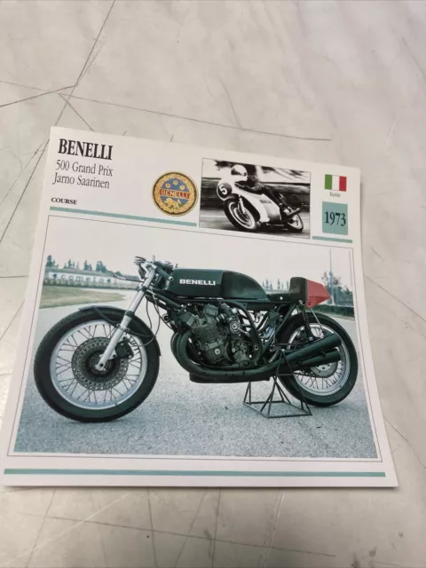 Benelli 500 grand prix Jarno Saarinen 1973 carte moto de collection Atlas Italie