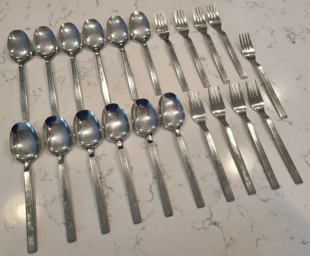 Calderoni FW 18/10 Italy Stainless Steel Flatware Spoons Forks 21 Pieces