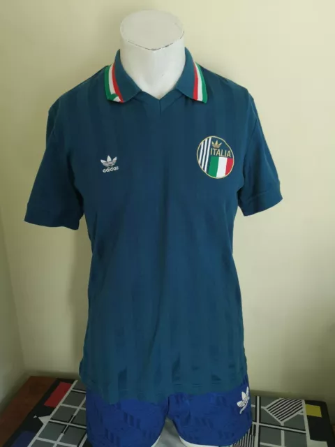 Italy National Team Football Shirt Jersey #10 Home Blue Adidas Originals Large