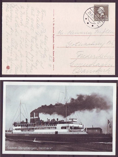 n8592/ Denmark Gedser Ship Steam Ferry Postcard Cover 1936 w/Single HC.Andersen