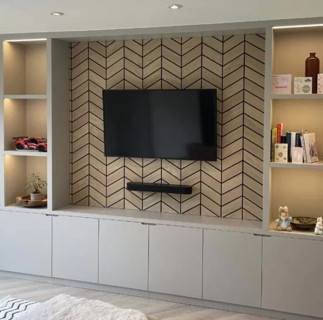 Premium Chevron OAK Mdf Wall Panels 242cm x 39cm EASY INSTALLATION Cut to order