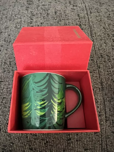Starbucks 2014 Demitasse Christmas Green Trees Forest 3 oz Espresso Cup Mug