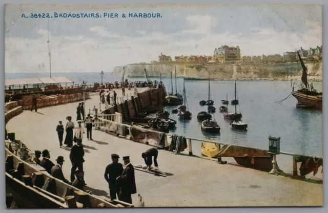 Pier & Harbour Broadstairs Kent England Postcard Postmark 1911