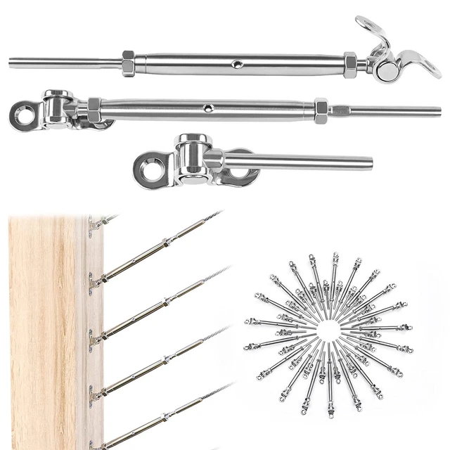 20Pairs Cable Railing Kit 1/8" Swage Toggle Turnbuckle Hardware T316 Stainless S