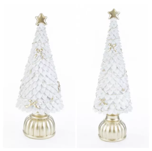 Decorazioni Natalizie Albero Di Natale Resina Bianco Decoro Oro Glitter Candy