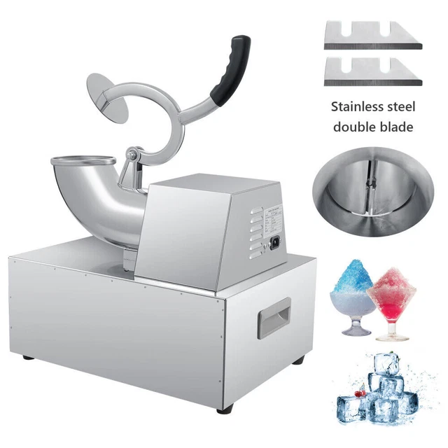 440LB/H Commercial Snow Cone Machine Ice Crusher Shaver SUS w/ Basin Heavy Duty