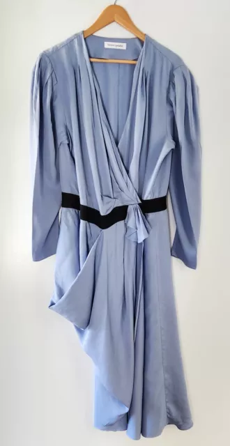 BIANCA SPENDER Size 14 Powder Blue Drape Wrap Dress
