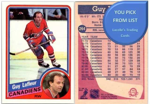 1984-85 O-Pee-Chee OPC NHL Hockey Cards - U-Pick From List