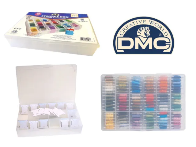 DMC Aufbewahrungsbox für Zahnseide/Stickerei Fadenspulen + 50 kostenlose Spulen - fasst 108