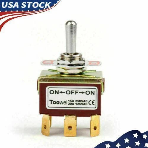 1Pcs Toowei 3 Terminal 6Pin ON-OFF-ON 15A 250V Toggle Switch Lock DP3T Grade YU