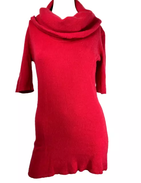 M Neiman Marcus Cashmere Collection Coral Pink Cowl Neck Tunic Sweater dress