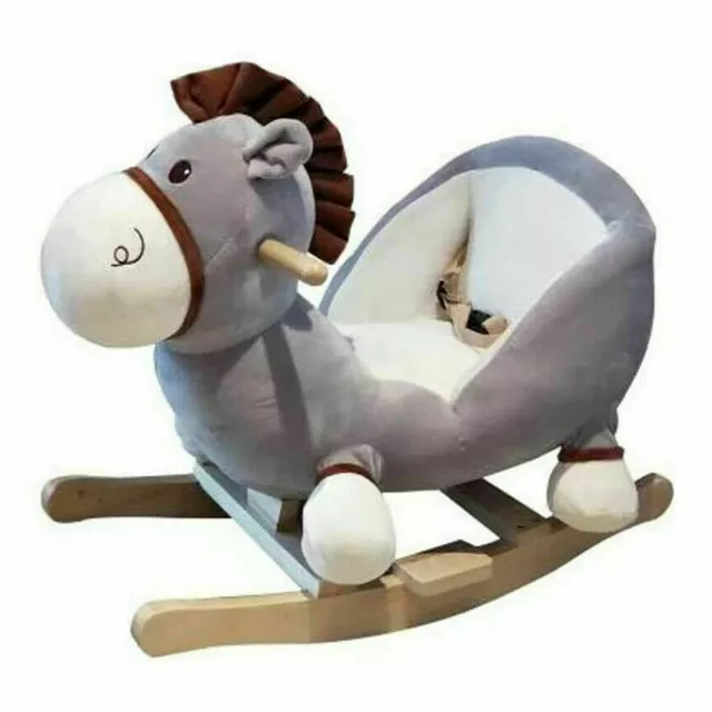 Grey Rocking Horse Toys Animal Rider Toys for 6-36 months Kids Safe Belt Donkey