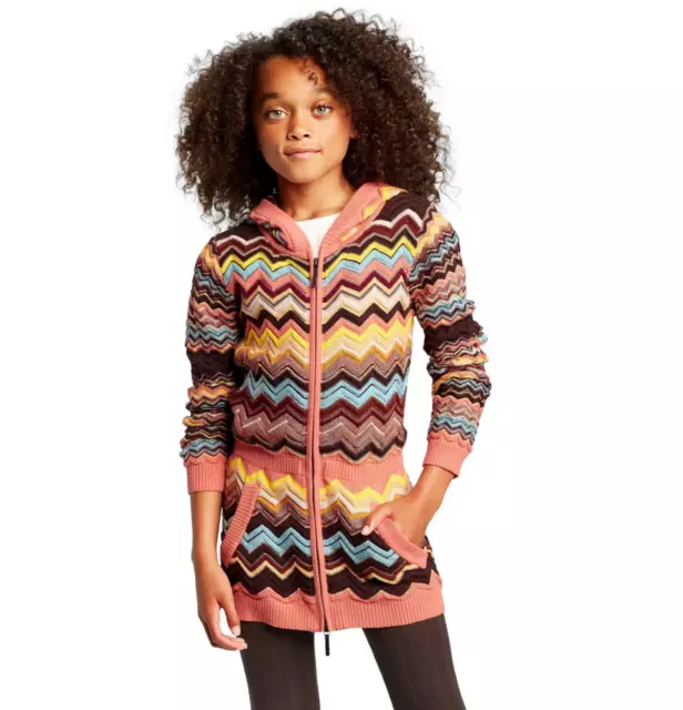 MISSONI for Target' Colore Zig Zag Long Sleeve Hooded Zip-Up Girls XL Cardigan