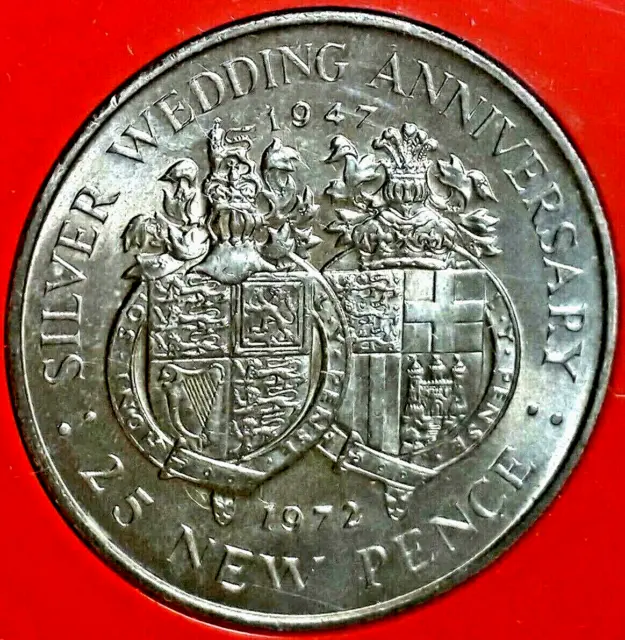 Gibraltar 1972 Coin 25 New Pence, Elizabeth Ⅱ, Silver WeddinIn In Orijinal Case