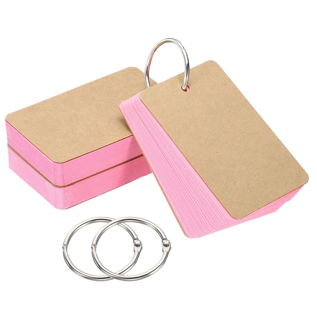 3.5" x 2" Blank Flash Cards with Rings Study Card Index Cards Note, Pink 150pcs