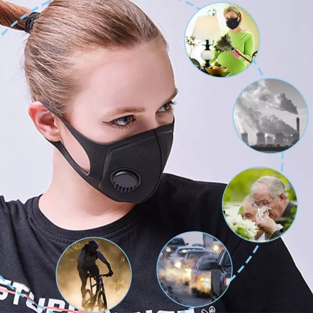 Premium Anti Air Pollution Face Mask Respirator Valve Filter Washable Reusable 2