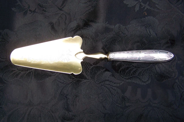 ANCIENNE PELLE A Tarte Argent Massif Poinçon Minerve et vermeil/5913V3