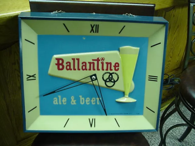 Rare 1967 Vintage BALLANTINE Ale * Beer Sign Lighted Bar Wall Clock