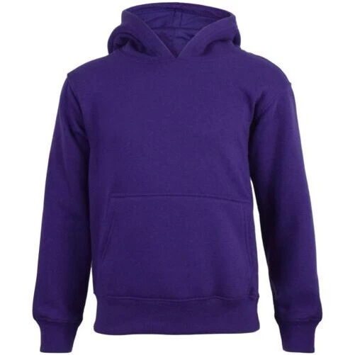 Bambine Ragazzi Felpa Top Tinta Unita Viola con Cappuccio Maglioncini Anni 2-13