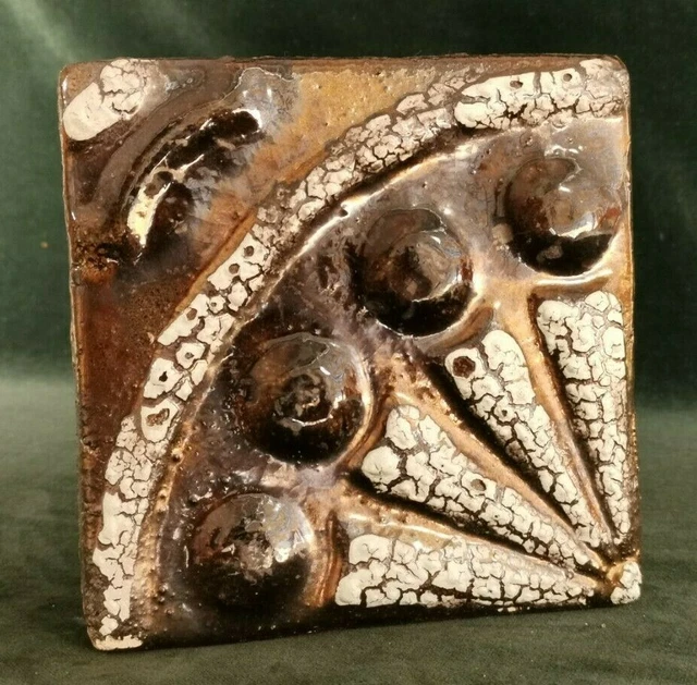 vintage ceramic tile handmade and handpainted modernist 1950´s Portugal