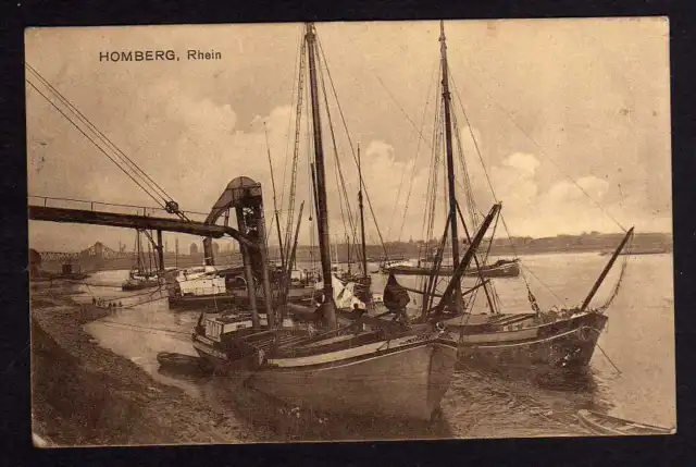 88116 AK Homberg Duisburg Ruhrort Schiffe Rhein Beladung 1917