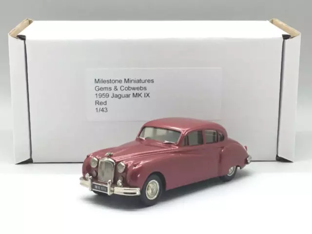 MILESTONE MINIATURES Gemmes & Cobwebs 1959 Jaguar Mk Ix Rouge Non 6/7 1/43