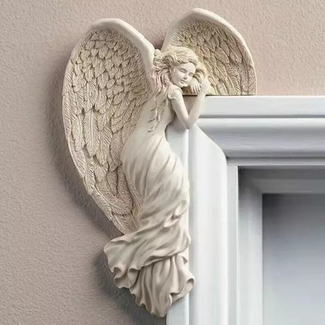 Left Door Frame Angel Wings Wall Sculpture Ornament Garden Home Decor Fairy
