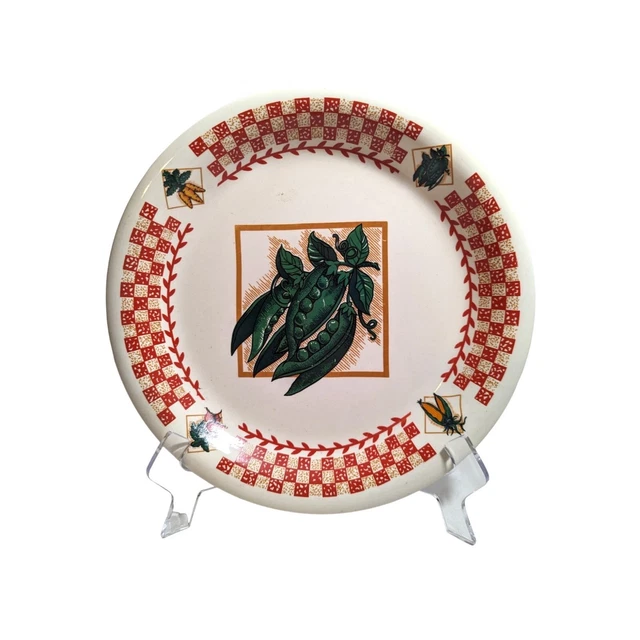 Tabletops Unlimited Fresh Vegetables Peas Checkerboard Pattern Dinner Plate 10.5
