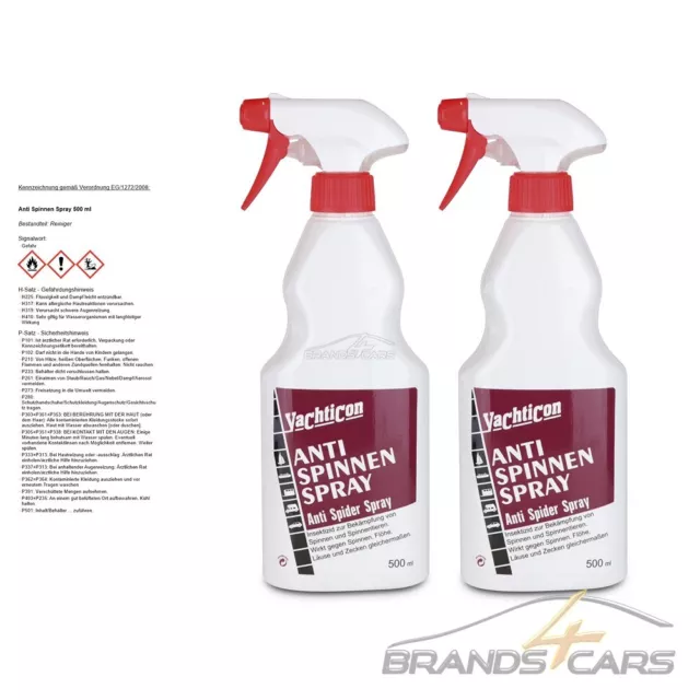 2x YACHTICON ANTI SPINNEN SPRAY 500ml SPINNENBEKÄMPFUNG ARACHNIZID UNGEZIEFER