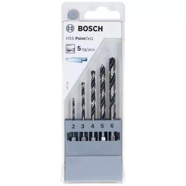 Bosch HSS-Spiralbohrer-Set PointTeQ 5 tlg.  mit Sechskantschaft 2,0 - 6,0 mm