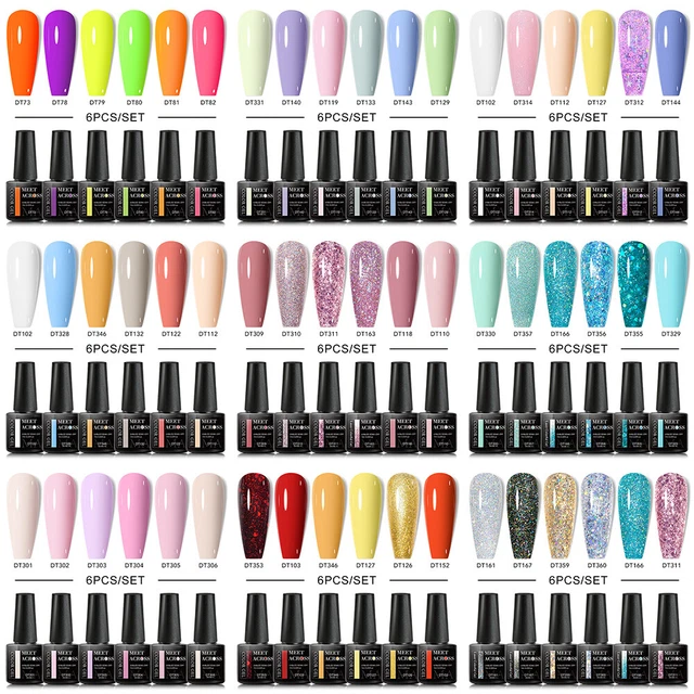 MEET ACROSS Gel Nail Art 6 Colori/Set Smalto Ammollo Gel Manicure UV/LED