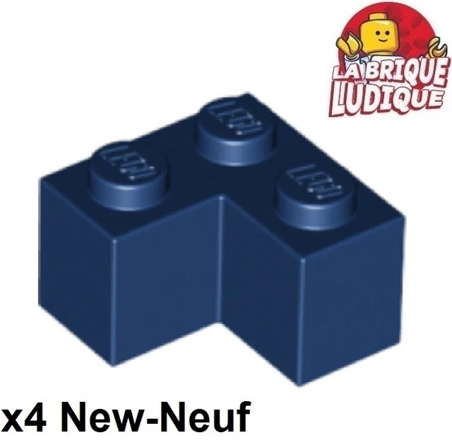 Lego 4x Brique Brick 2x2 corner angle coin 90° bleu foncé/dark blue 2357 NEUF