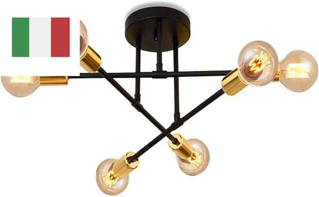 Lampadario Retrò in Metallo Sputnik Semi-Incasso Industriale Plafoniera E27 Mode