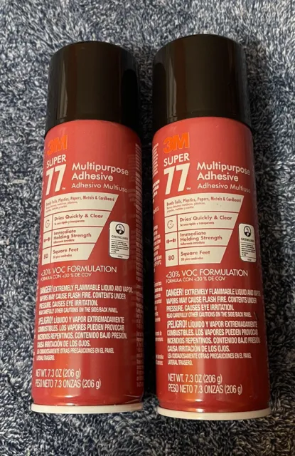 (2 PACK) 3M • Super 77 Multipurpose Spray Adhesive • 7.3 oz Can