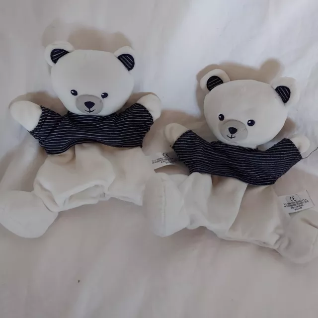 Doudou Peluche Ours Blanc Bleu Marine Marionnette Simba Toys Kiabi Ttbe Lot De 2