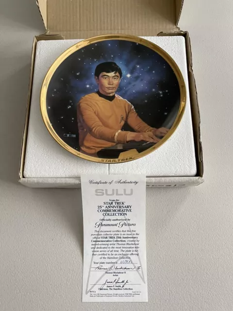 STAR TREK - 25th Anniversary Commemorative Plate - SULU - Boxed + (COA).