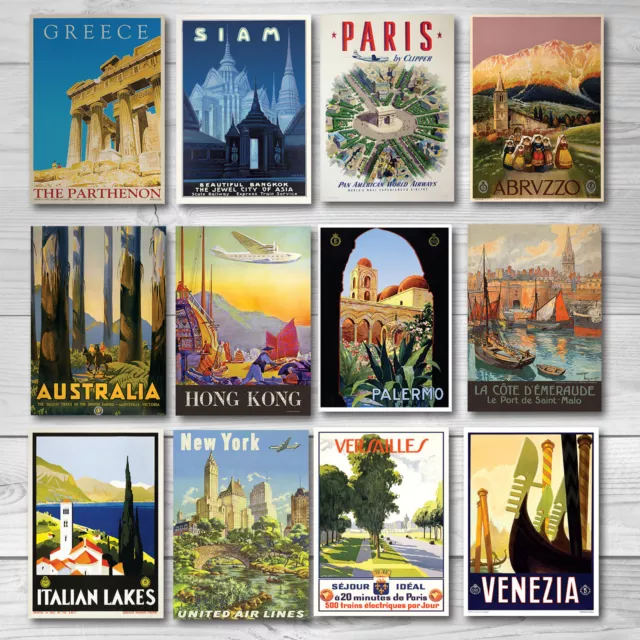 Vintage Retro Travel Poster-A4-CHOOSE FROM 60