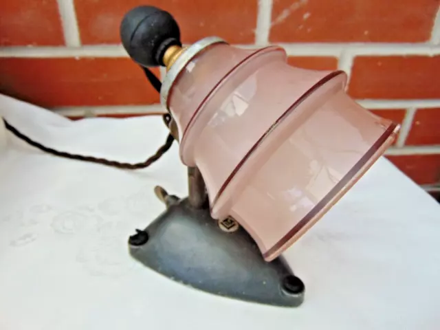 Early 20th C Vintage LITA Designer Adjustable Wall or Table Lamp w Glass Shade