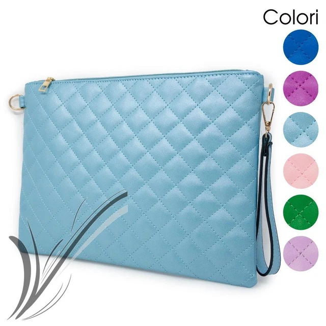 Pochette grande donna borsa piatta elegante a mano da polso con tracolla catena