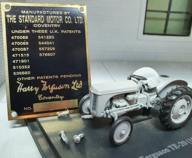 Ferguson TE20 TEA20 Continental Laiton Tracteur Commission Verni Numéro Plaque