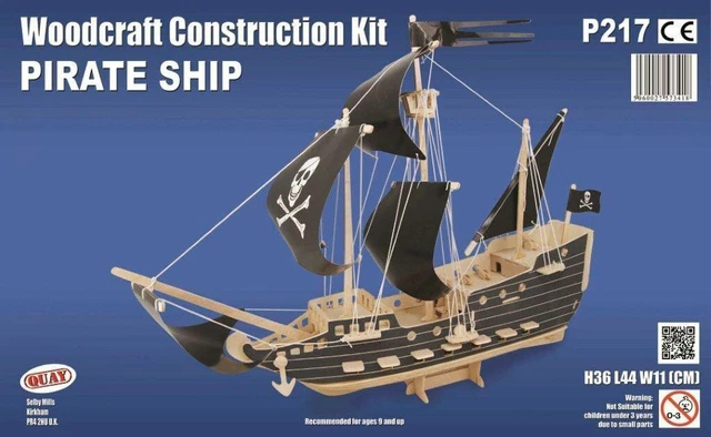 PIRATE SHIP Woodcraft Construction Kit - 3D Wooden Model Puzzle For KIDS/ADULTS