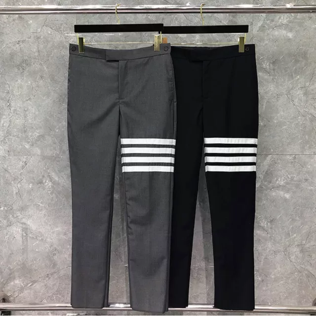 Thom Browne Mens 4 Bars Casual suit Pants Business office Slim Fit Trouser