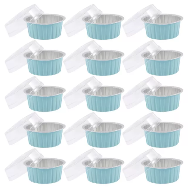 50 Pcs Thickened Aluminum Foil Baking Cup Cupcake Cups Roasting Pan with Lid