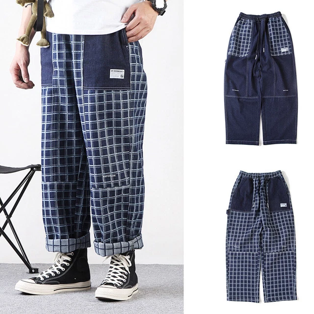 Pantalon Homme Gothique Punk à Jambe Large Et Taille Haute - Noir En Polyester - Neuf Sans étiquettes