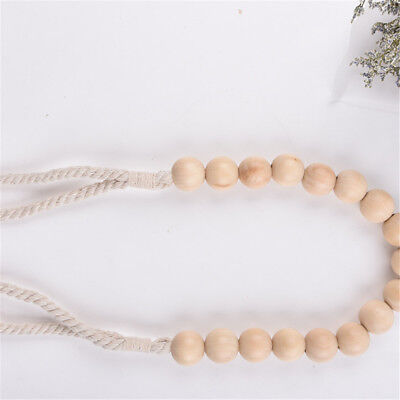 1 Pair Curtain Tiebacks Braided Rope Wood Beads Ornaments Drapery Holdbacks 80cm